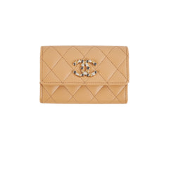 Chanel Card Wallet Caviar Beige Seasonal