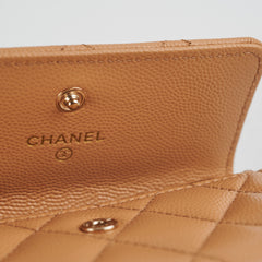 Chanel Card Wallet Caviar Beige Seasonal