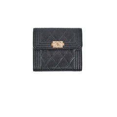 Chanel Boy Compact Caviar Black Wallet