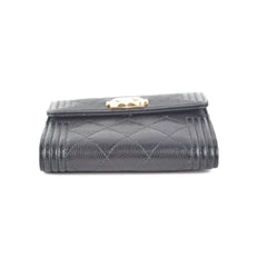 Chanel Boy Compact Caviar Black Wallet