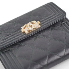 Chanel Boy Compact Caviar Black Wallet