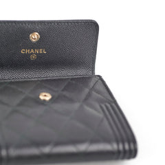 Chanel Boy Compact Caviar Black Wallet