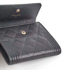 Chanel Boy Compact Caviar Black Wallet