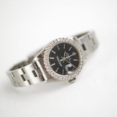 Rolex 26mm Datejust Black Aftermarket Diamonds Watch