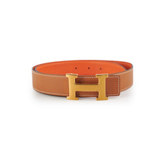 Hermes Constance Reversible Gold/Orange Belt 80cm