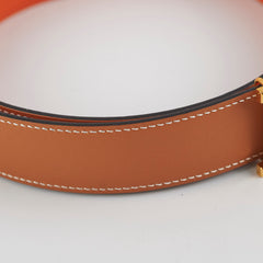 Hermes Constance Reversible Gold/Orange Belt 80cm