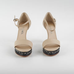 Chanel Chain High Heels Beige Size 38