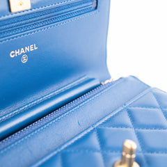 Chanel Wallet On Chain WOC Pearl Crush Lambskin Blue