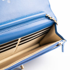 Chanel Wallet On Chain WOC Pearl Crush Lambskin Blue