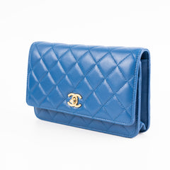 Chanel Wallet On Chain WOC Pearl Crush Lambskin Blue