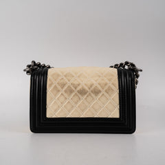 Chanel Small Boy Cream Black Lambskin