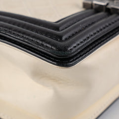 Chanel Small Boy Cream Black Lambskin