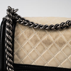 Chanel Small Boy Cream Black Lambskin