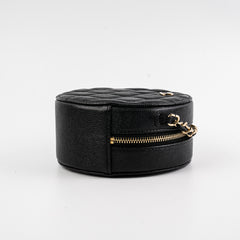 Chanel Mini Round Caviar Crossbody Bag Black