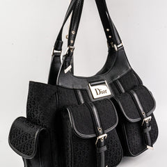Christian Dior Canvas Shoulder Bag Black