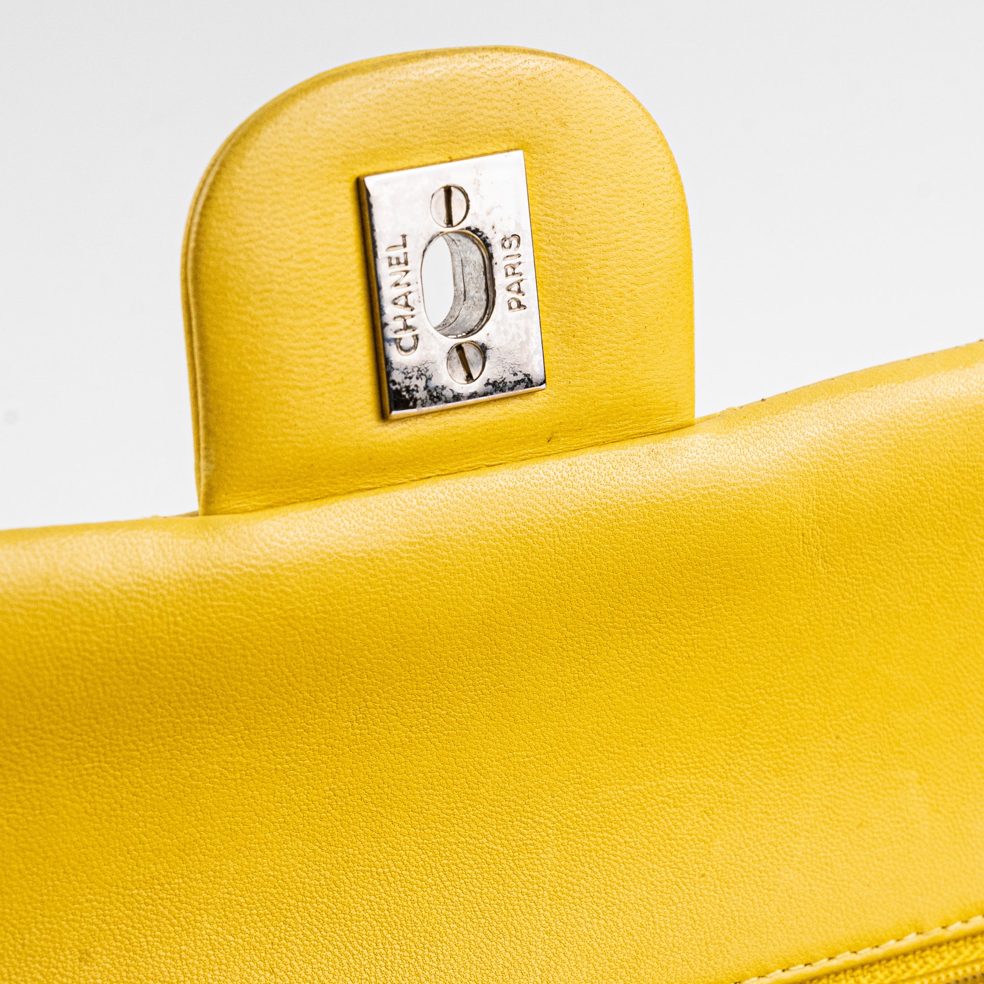 Chanel Classic Flap M/L Yellow Lambskin Bag - THE PURSE AFFAIR