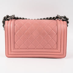 Chanel Small Lambskin Boy Pink Crossbody Bag