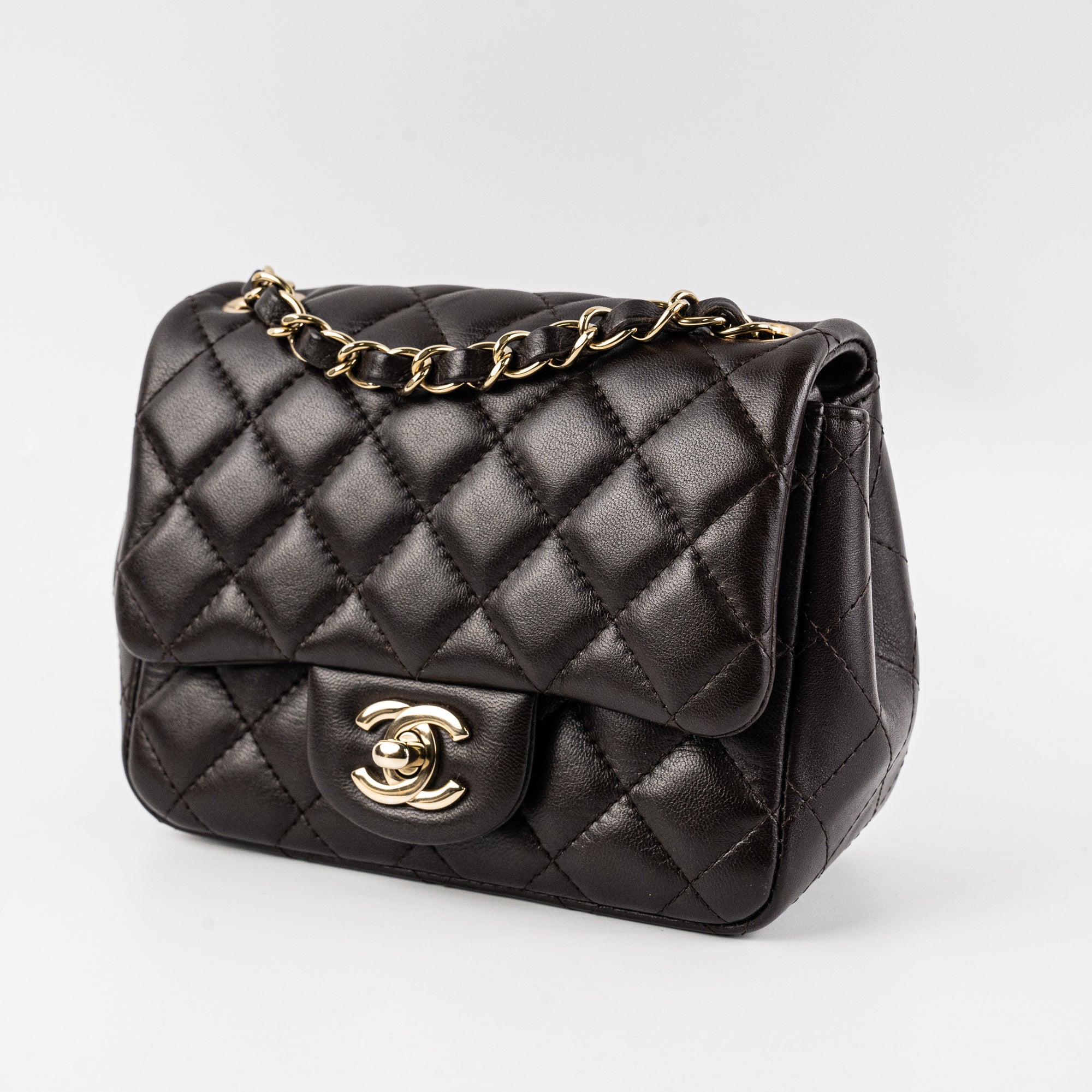 Chanel Classic Mini Square Black Lambskin Crossbody Bag SHW – Boutique  Patina