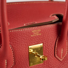 Hermes Birkin 35 Sanguine Clemence GHW [O]