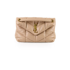 Saint Laurent Small Lou Puffer Bag Nude Beige GHW