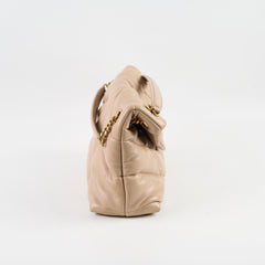 Saint Laurent Small Lou Puffer Bag Nude Beige GHW