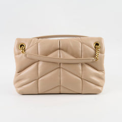 Saint Laurent Small Lou Puffer Bag Nude Beige GHW