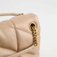 Saint Laurent Small Lou Puffer Bag Nude Beige GHW