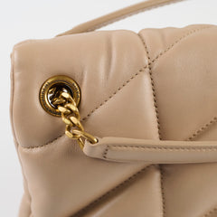 Saint Laurent Small Lou Puffer Bag Nude Beige GHW