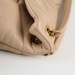 Saint Laurent Small Lou Puffer Bag Nude Beige GHW