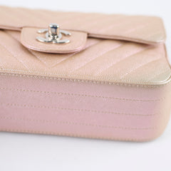 Chanel Mini Rectangular Chevron Caviar Rose Gold Iridescent