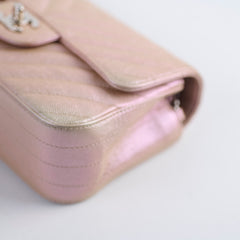 Chanel Mini Rectangular Chevron Caviar Rose Gold Iridescent