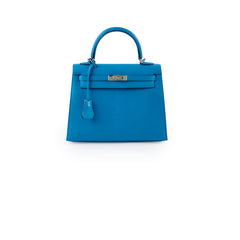 Hermes Kelly 25 Cherve Blue Zanzibar A Stamp