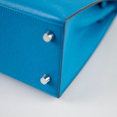 Hermes Kelly 25 Cherve Blue Zanzibar A Stamp