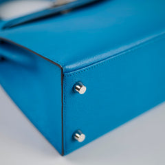 Hermes Kelly 25 Cherve Blue Zanzibar A Stamp