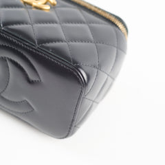 Chanel Box Vanity Case Small Pearl Chain Black
