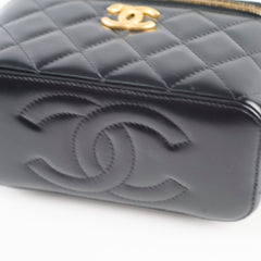 Chanel Box Vanity Case Small Pearl Chain Black