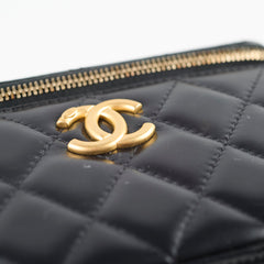 Chanel Box Vanity Case Small Pearl Chain Black
