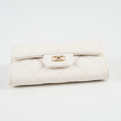 Chanel White Caviar Cardholder (microchip)