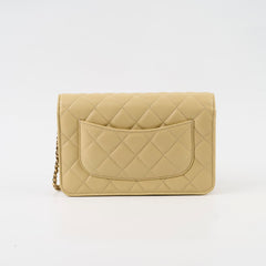 Chanel Caviar 23A Wallet On Chain LGHW Light Yellow Microchipped