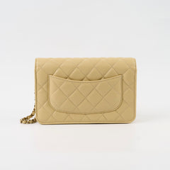 Chanel Caviar 23A Wallet On Chain LGHW Light Yellow Microchipped