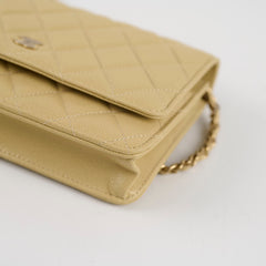 Chanel Caviar 23A Wallet On Chain LGHW Light Yellow Microchipped