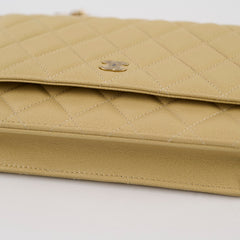Chanel Caviar 23A Wallet On Chain LGHW Light Yellow Microchipped