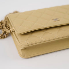 Chanel Caviar 23A Wallet On Chain LGHW Light Yellow Microchipped