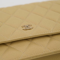 Chanel Caviar 23A Wallet On Chain LGHW Light Yellow Microchipped