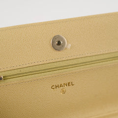 Chanel Caviar 23A Wallet On Chain LGHW Light Yellow Microchipped