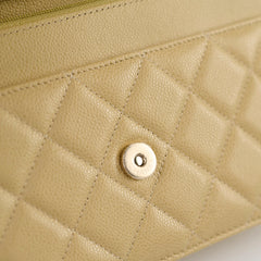 Chanel Caviar 23A Wallet On Chain LGHW Light Yellow Microchipped