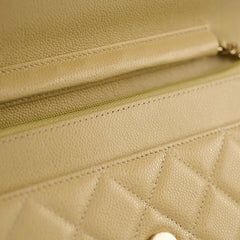 Chanel Caviar 23A Wallet On Chain LGHW Light Yellow Microchipped