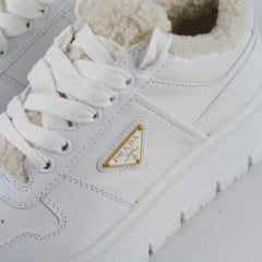 Prada Shearling Leather Sneakers Womens 39