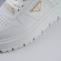 Prada Shearling Leather Sneakers Womens 39
