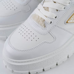 Prada Shearling Leather Sneakers Womens 39